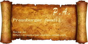 Pressburger Amadil névjegykártya